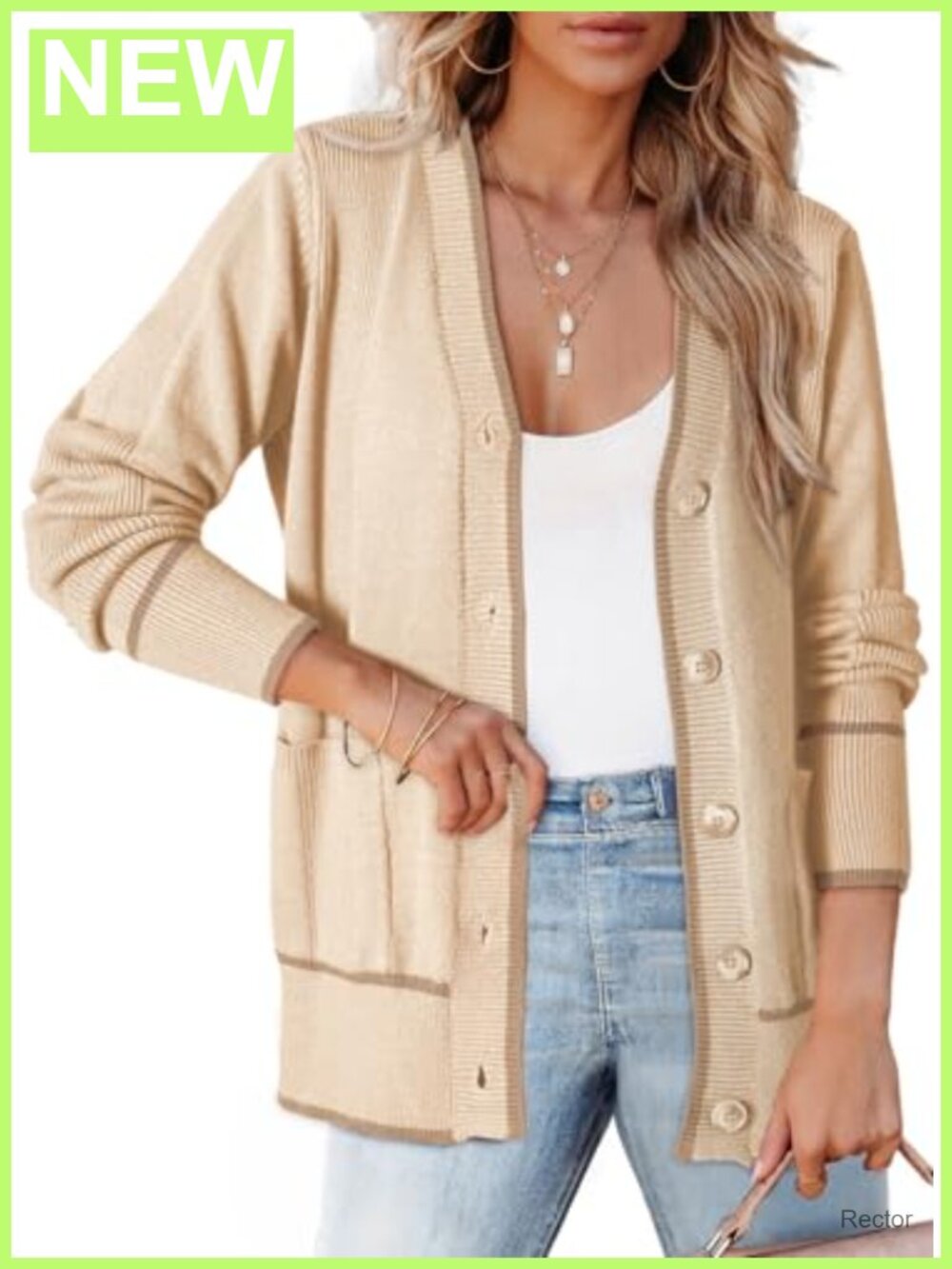 Dokotoo Short Cardigan V-Neck Button Down Sweater with Pockets